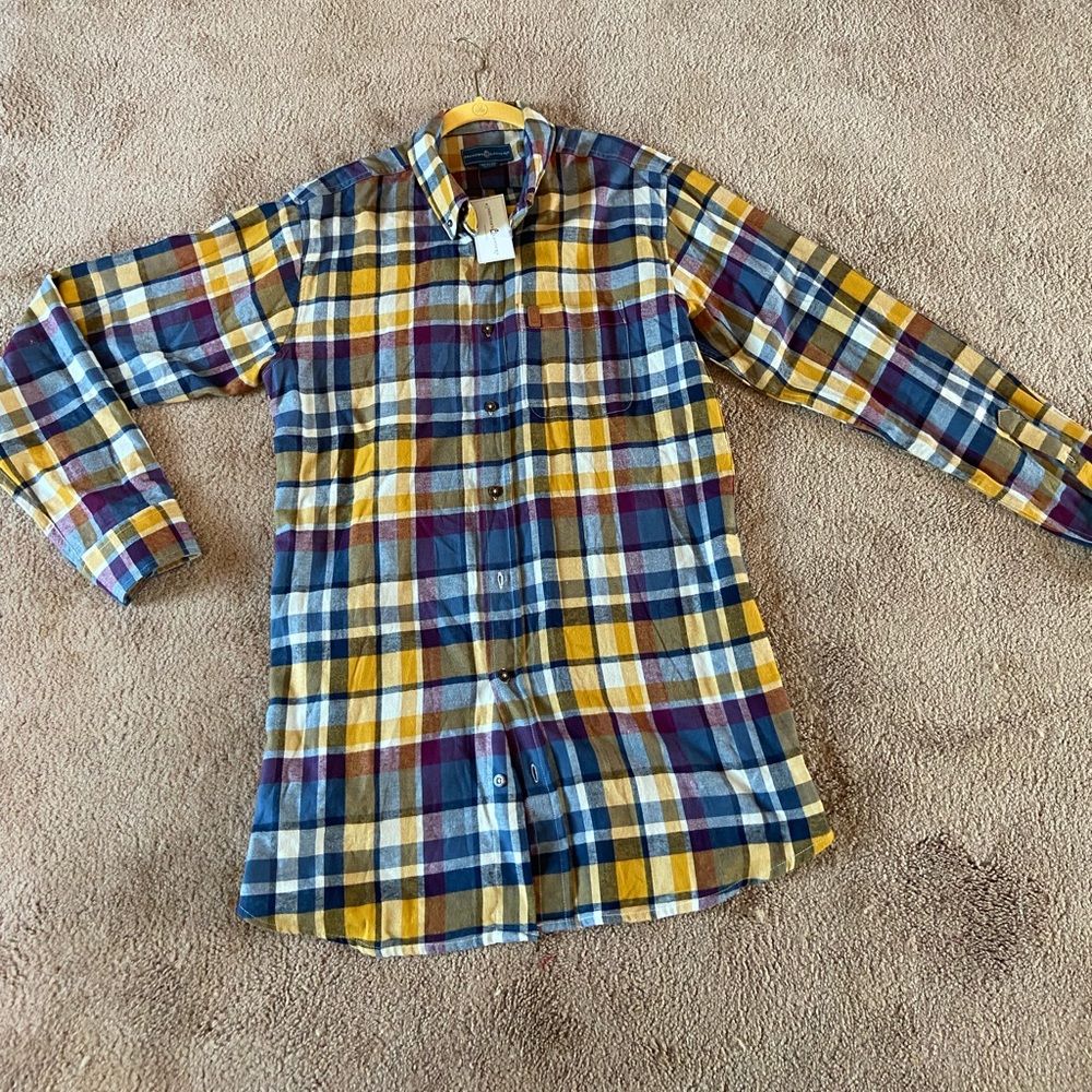 Brewers Lantern Flannel Plaid Medium Mens Button Down Shirt NWT